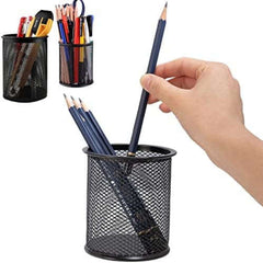 Metal Mesh Pen & Pencil Stand – Round Stationery Holder