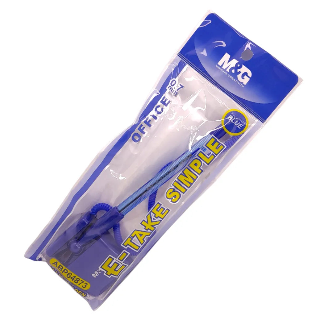 1Pc Table Holder Ball Point Pen With Holder 0.7 Mm - Blue