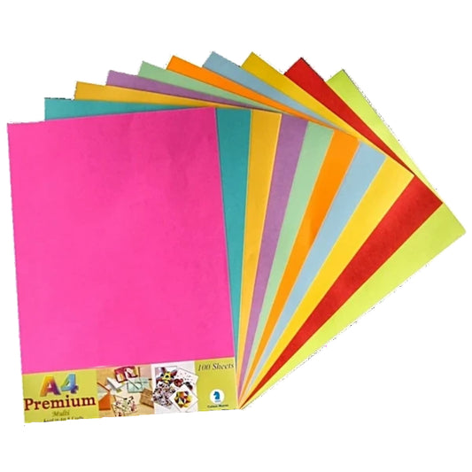 Color Colour Paper Pack of 100 Sheets, Multi Colors - A4 Size Imported 70gm