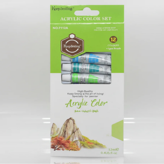 keep Smiling Acrylic Colour Tube – 12 Color Pack